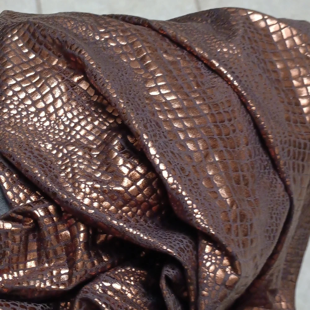 Fashion Nova Very Shiny Metallic Brown Copper Bodycn Midi Dress In 2x - Picture 3 of 3